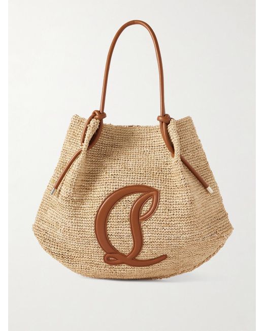 Christian Louboutin Natural By My Side Leather-Trimmed Crocheted Raffia Tote