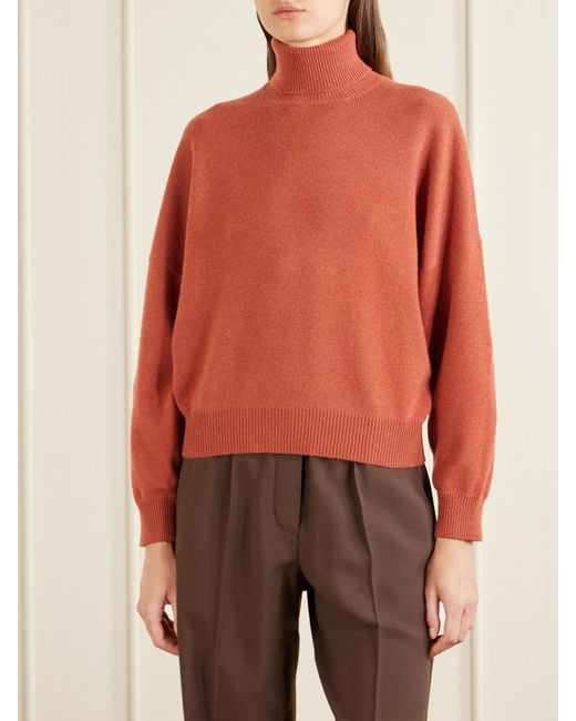 Brunello Cucinelli Orange Cashmere Turtleneck Sweater