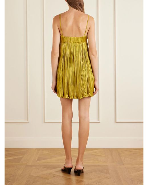 Aflalo Yellow Siren Plissé Mini Dress