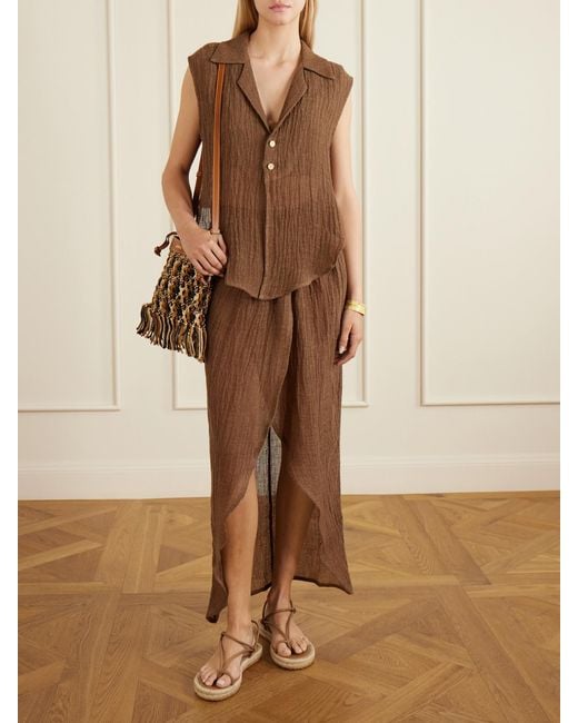 LeKasha Brown Kamat Organic Linen Maxi Skirt