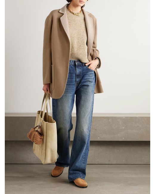 Max Mara Natural Jacke Aus Einer Woll-Kaschmirmischung Mit Bindegürtel