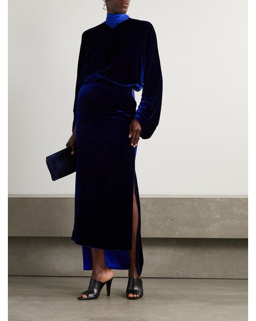 Lanvin Blue Asymmetric Velvet Skirt