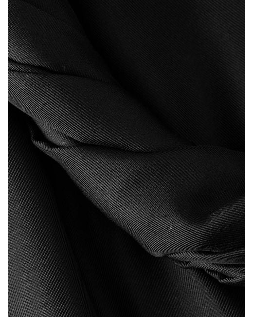 Loulou de Saison Black Susan Tie-Detailed Draped Silk-Twill Midi Dress