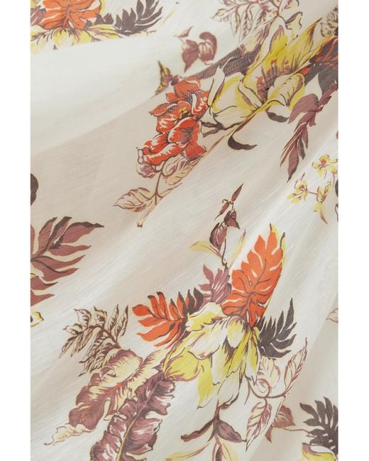 Zimmermann White Matchmaker Floral-Print Linen And Silk-Blend Gauze Maxi Skirt