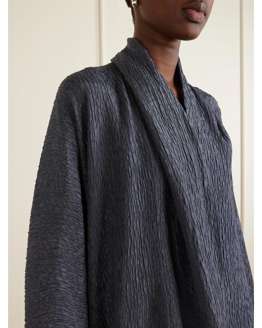 Cortana Blue Anhelo Crinkled Silk-Charmeuse Jacket