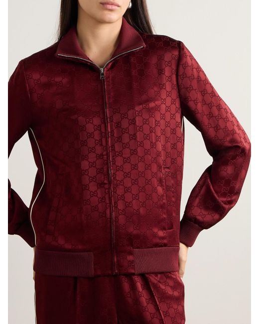 Gucci Red Satin-Jacquard Track Jacket