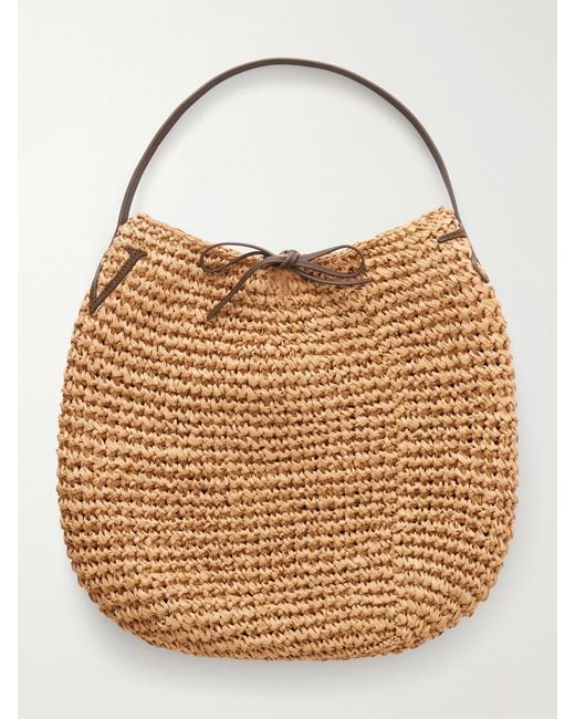 J.W. Anderson Natural Bulb Large Suede-Trimmed Raffia Tote