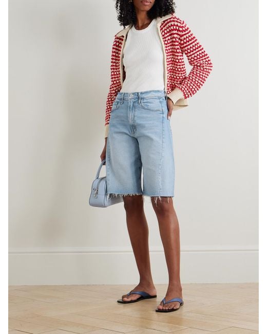 Mother Blue The Half Pipe Bermuda Fray Jeansshorts