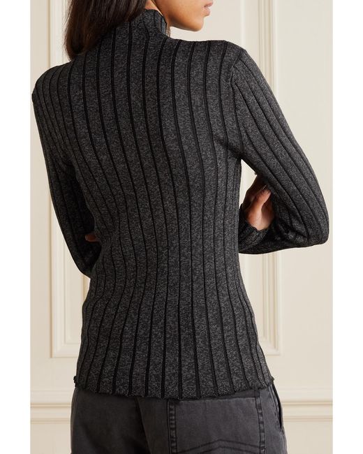Dion Lee Black Cutout Ribbed-Knit Sweater