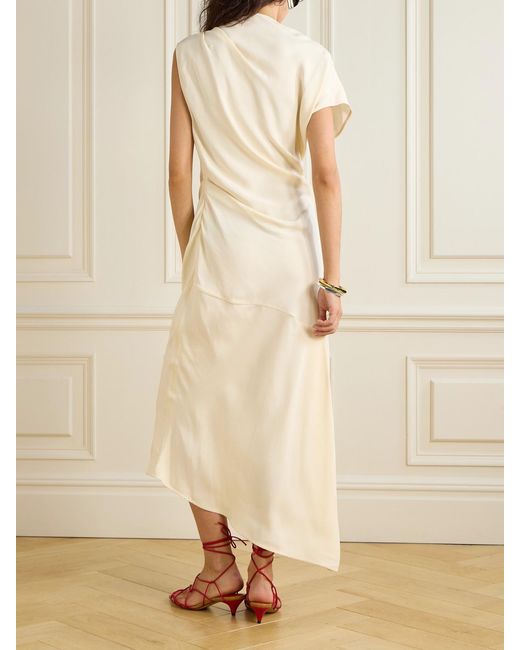 Proenza Schouler White Hallie Draped Ruched Twill Midi Dress