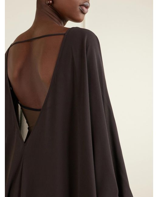 Staud Black Nour Open-Back Chiffon Coverup