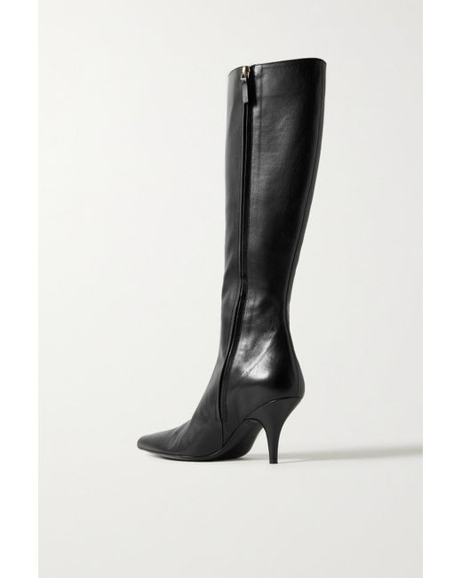 The Row Sling Leather Knee Boots in Black | Lyst