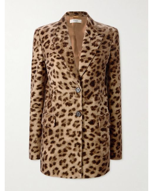 Chloé Multicolor Leopard-Print Cotton-Velvet Blazer