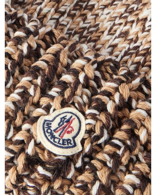 Moncler Brown Appliquéd Ribbed Wool Beanie