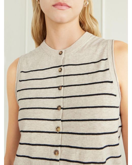 La Ligne Natural Lee Striped Knitted Vest