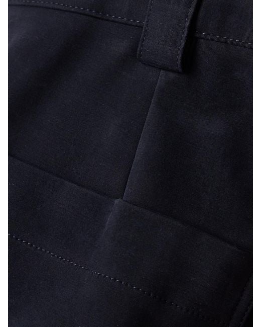 Veronica de Piante Blue Avery Cotton-Blend Straight-Leg Pants