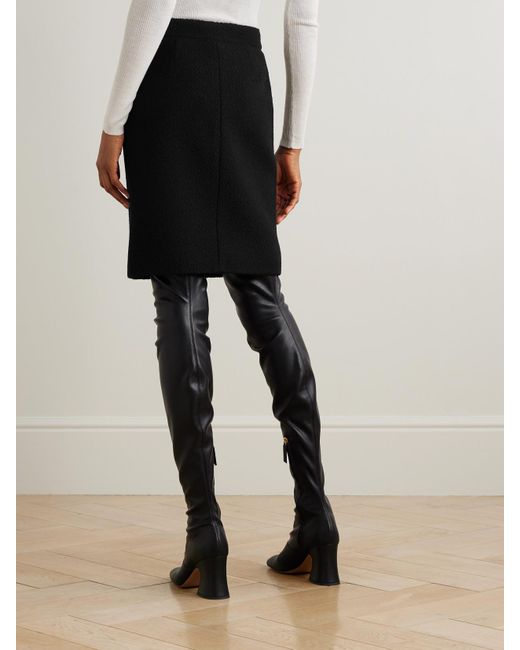 Chloé Black Button-Embellished Wool-Blend Bouclé Mini Skirt