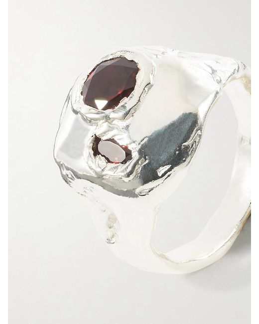 SIMUERO White Coco Sterling And Garnet Ring