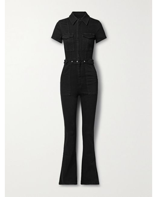 GOOD AMERICAN Black Fit For Success Stretch-Denim Jumpsuit