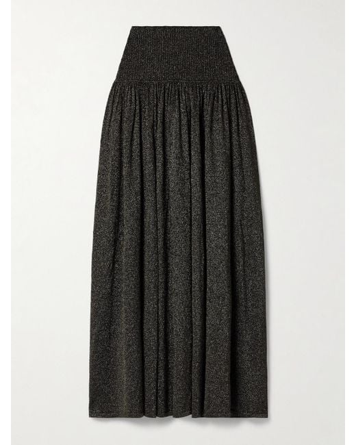 Jupe Midi En Mailles Stretch Métallisées À Fronces Crush Zimmermann en coloris Black