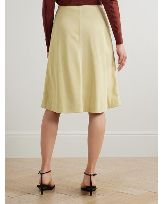 16Arlington Yellow Dafne Embellished Suede Midi Skirt