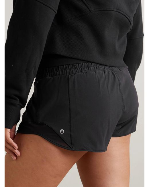 lululemon athletica Black Hotty Hot Low-Rise Mesh-Paneled Stretch Recycled-Swift Shorts