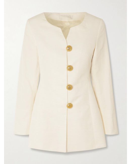 D'Estree Natural Claude Embellished Cotton-Blend Faille Jacket