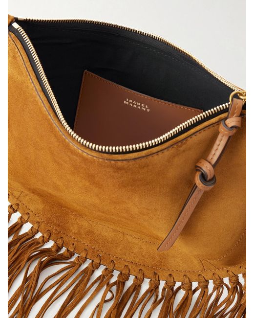 Isabel Marant Brown Oskan Soft Fringed Suede Shoulder Bag