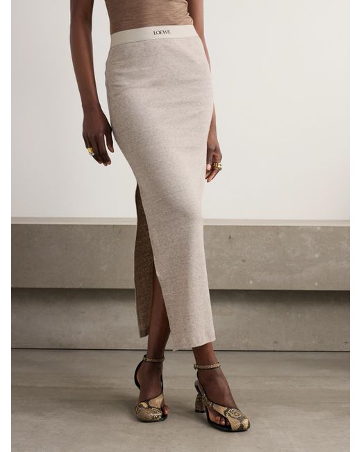 Loewe White Midirock Aus Jersey Aus Einer Baumwoll-Wollmischung
