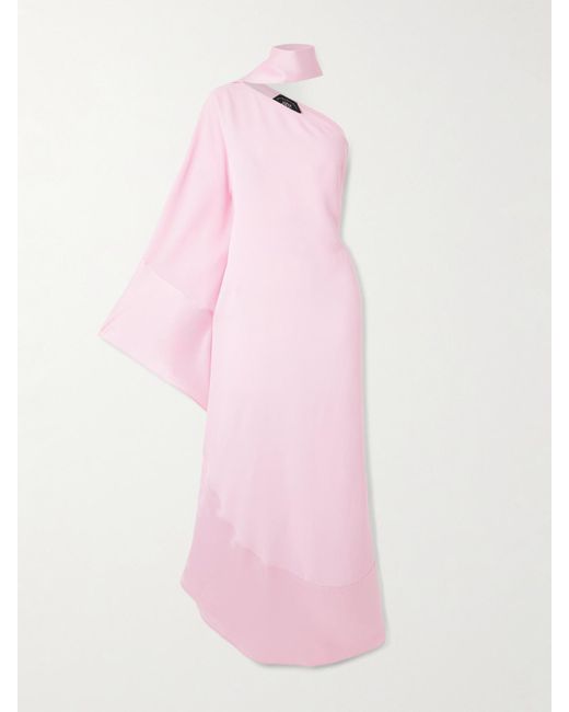 ‎Taller Marmo Pink Olympia Asymmetrische Robe Aus Crêpe Mit Satinbesatz