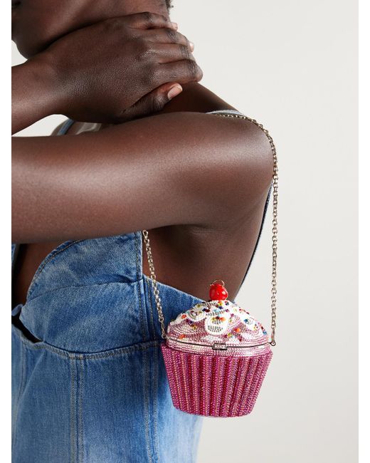 Judith Leiber Pink Cherry Cupcake Crystal-Embellished-Tone Clutch
