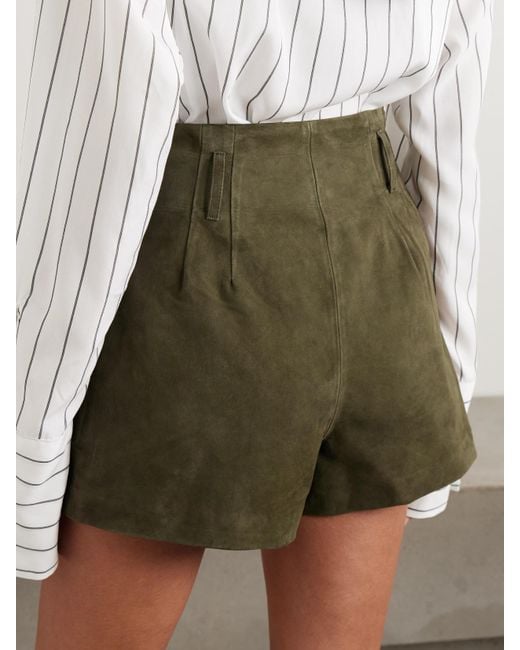 Frankie Shop Green Lise Shorts Aus Veloursleder