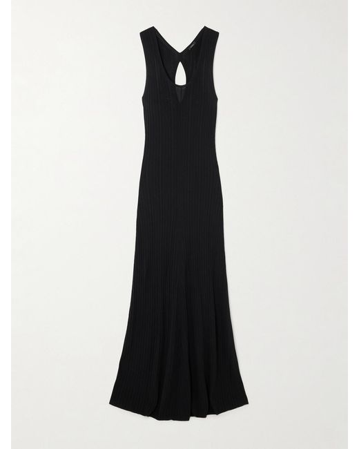 Joseph Black Cutout Ribbed-Knit Maxi Dress