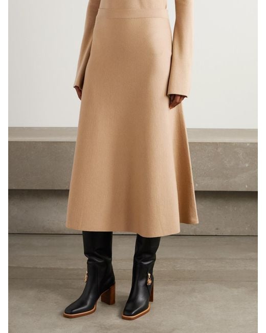 Gabriela Hearst Natural Freddie Wool, Silk And Cashmere-Blend Midi Skirt