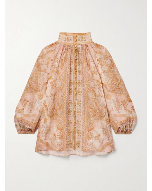 Zimmermann Natural Acacia Printed Ramie-Voile Blouse