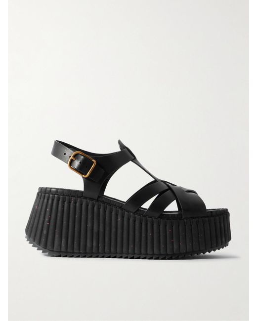 Chloé Black Nama Plateausandalen Aus Leder