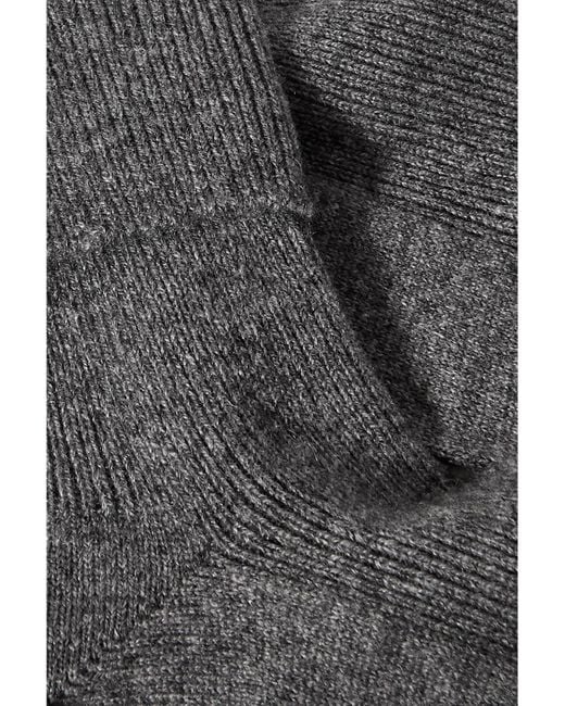 Johnstons Black Ribbed Cashmere-Blend Socks