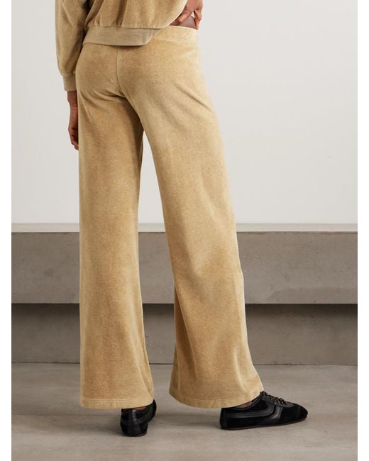 Suzie Kondi Natural Lito Cotton-Blend Velour Flared Sweatpants