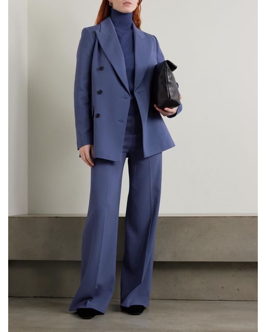 Joseph Blue Alane Pleated Cady Wide-Leg Pants