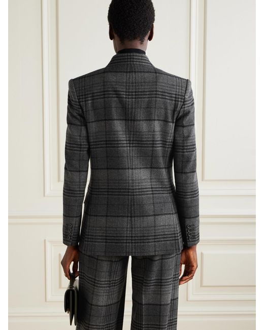 Ralph Lauren Black Kent Double-Breasted Checked Wool Blazer