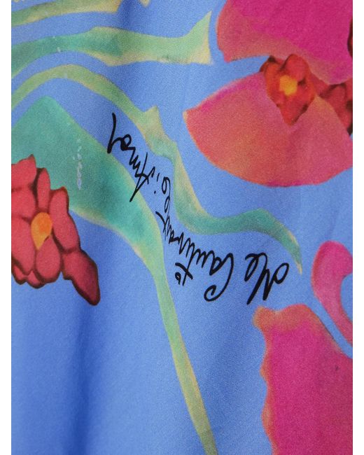 Donde Esteban White Cielo Floral-Print Satin Maxi Dress