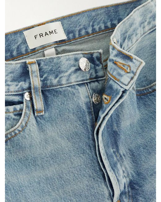 FRAME Blue The Vertical Crop High-Rise Straight-Leg Jeans