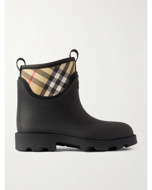 Bottines En Caoutchouc Et En Nylon À Carreaux Burberry en coloris Black