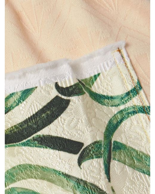 Thank You Have A Good Day Natural Belted Printed Cloqué-Trimmed Cotton-Jacquard Shorts