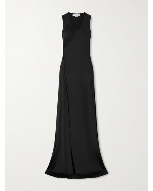 Victoria Beckham Black Gathered Satin Gown