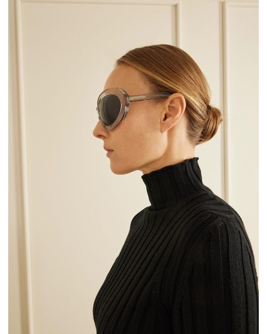 Alaïa Gray Round-Frame Acetate Sunglasses