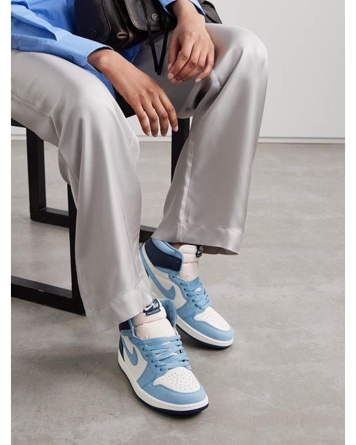 Nike Blue Air Jordan 1 Retro Og Leather And Nubuck High-Top Sneakers