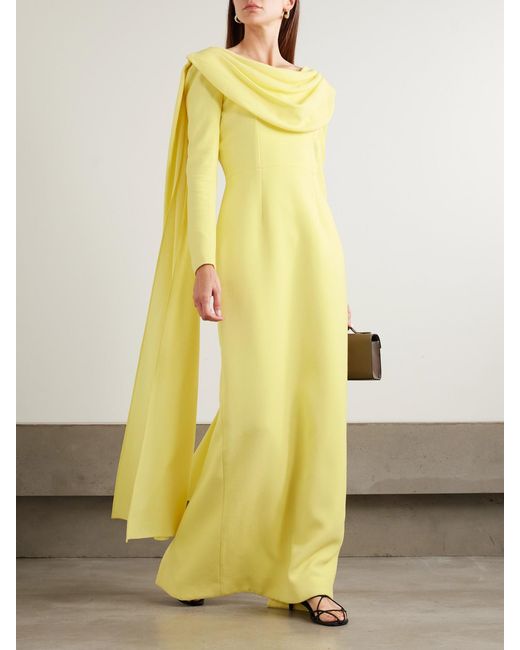 Emilia Wickstead Yellow Zaira Draped Wool-Crepe Gown