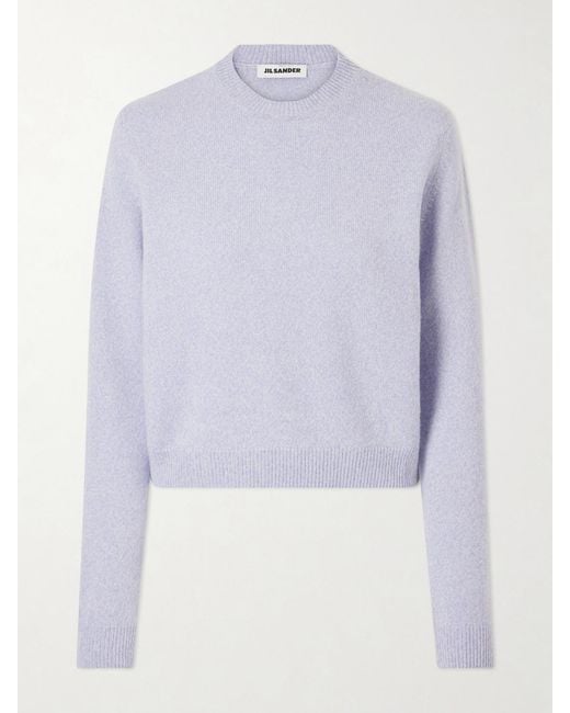 Jil Sander Blue Cropped Wool And Cashmere-Blend Sweater