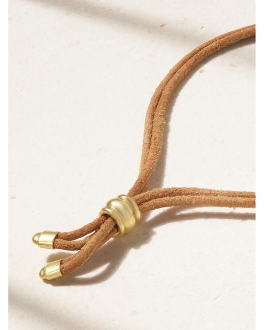 Jenna Blake Green 18-Karat Malachite And Suede Bracelet